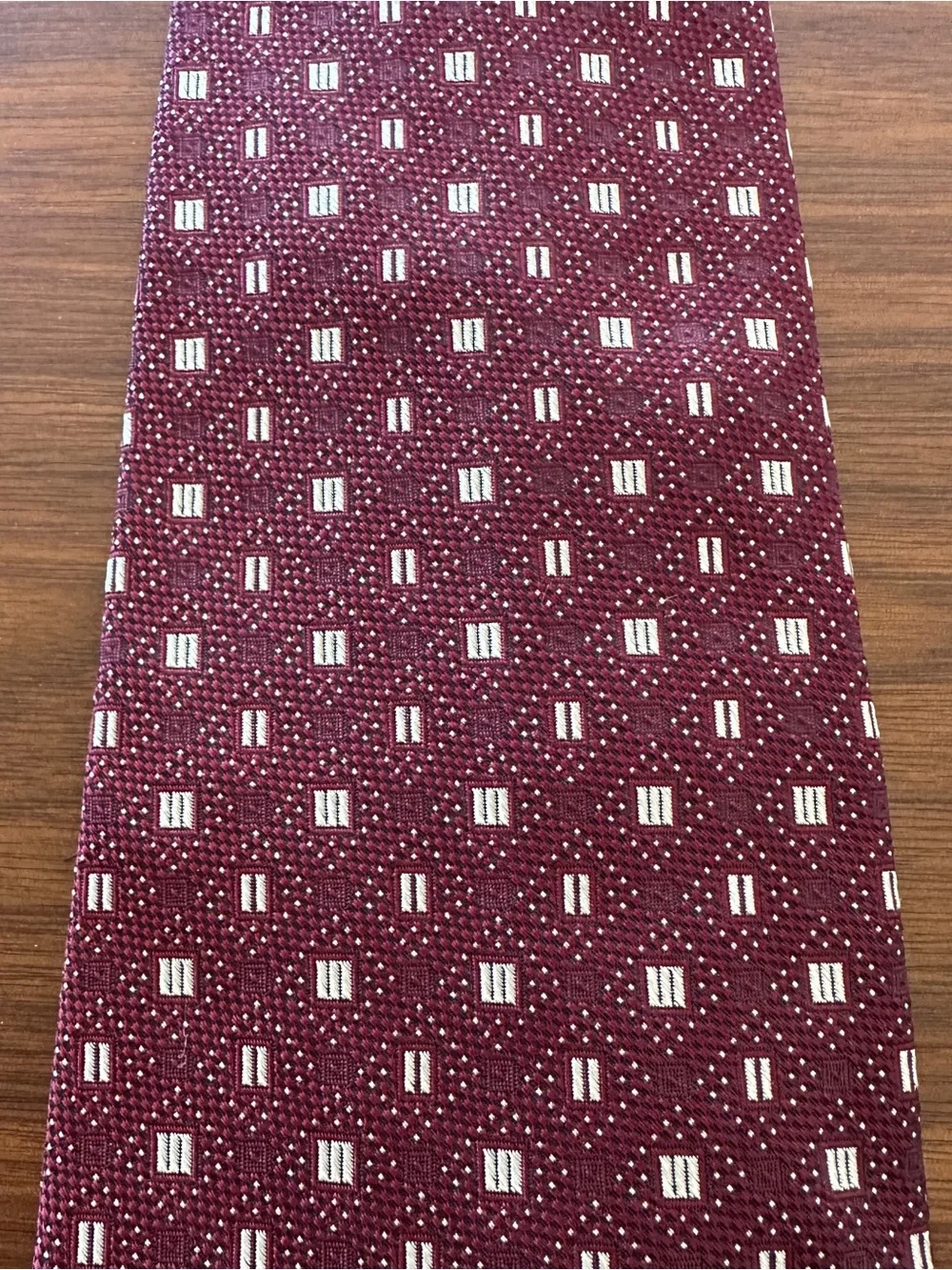 Polo by Ralph Lauren Maroon Geometric Silk Tie